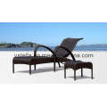 Aloha Woven Wicker Jardim ao ar livre Chaise Rattan Lounge